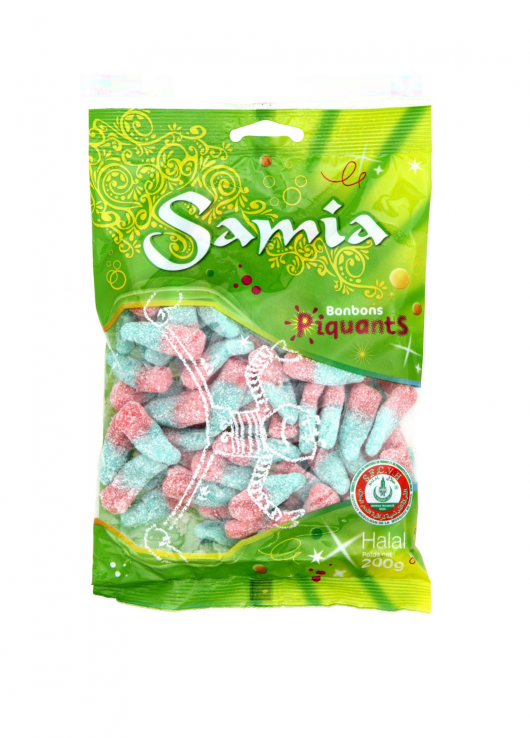 Bonbons halal piquants pink bottle