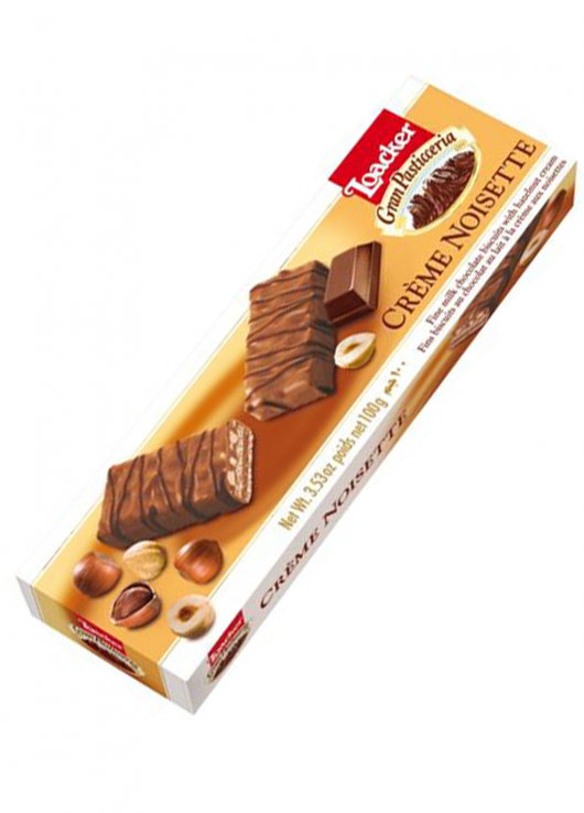 Fins biscuits chocolat lait à la crème aux noisettes